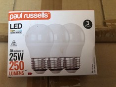 QTY OF LIGHTS TO INCLUDE 3PACK LED LIGHT BULBS. 25W. 250 LUMENS. : LOCATION - C RACK