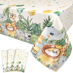 33 X OTTPL 3PCS JUNGLE TABLECLOTH DECORATIONS, THEME PARTY SUPPLIES,ANIMAL TABLE COVER FOR BABY SHOWER BOYS KIDS BIRTHDAY PARTY SUPPLIES RECTANGULAR 54X108INCH - TOTAL RRP £330: LOCATION - C RACK