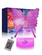 16 X NICE DREAM BUTTERFLY NIGHT LIGHT FOR KIDS, 3D ILLUSION LAMP, 16 COLORS CHANGING WITH REMOTE CONTROL, ROOM DECOR, GIFTS FOR CHILDREN BOYS GIRLS - TOTAL RRP £147: LOCATION - C RACK