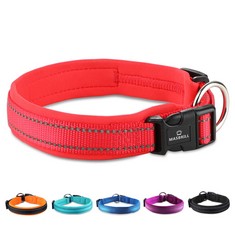 37 X REFLECTIVE DOG COLLARS FOR PUPPY SMALL DOGS, ADJUSTABLE NYLON PET COLLAR WITH SOFT NEOPRENE PADDING DURABLE BREATHABLE BASIC DOG COLLARS, RED, XS - TOTAL RRP £246: LOCATION - D RACK