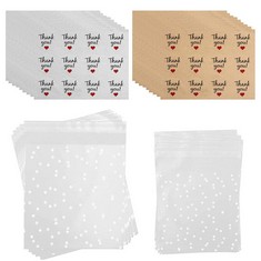 17 X 200 PCS SELF ADHESIVE COOKIE BAGS SELF ADHESIVE DOT OPP BAGS CELLOPHANE TREAT BAGS POLKA DOT TREAT BAGS WITH 216 PCS SELF ADHESIVE STICKERS FOR FOOD BISCUIT CANDY - TOTAL RRP £98: LOCATION - D R