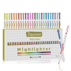 16 X DACONO DOUBLE ENDED HIGHLIGHTER, 25 PCS HIGHLIGHTERS ASSORTED COLORS DUAL TIPS PEN, NO BLEED DRY FAST, BROAD AND FINE TIPS HIGHLIGHTER FOR JOURNAL BIBLE PLANNER ADULTS KIDS STUDENTS OFFICE SCHOO