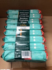 4X ECO SOUL BAMBOO BASED EXTRA LARGE WIPES SET OF 8 PACKS 384 WIPES PER PACK 18CM X 18 CM NO RRP: LOCATION - A RACK