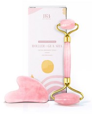 20 X ROSELYN BOUTIQUE GUA SHA FACE ROLLER ROSE QUARTZ - FACIAL SKIN ROLLER MASSAGER TOOL - ORIGINAL HANDCRAFT CERTIFICATED REAL NATURAL GUASHA TOOL AND FACE MASSAGER - TOTAL RRP £266: LOCATION - G RA