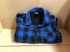 QTY OF KIDS CLOTHING TO INCLUDE BOYS BLACK AND BLUE CHECKERED SHIRT. SIZE 8-12 YEARS.: LOCATION - G RACK
