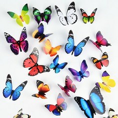 29 X TIANORCAN 100 PCS BUTTERFLY WALL STICKERS, DRAGONFLY STICKERS 3D BUTTERFLIES DECOR BUTTERFLY DECALS FOR REMOVABLE MURAL STICKERS HOME DIY KIDS BEDROOM NURSERY DECORATION - TOTAL RRP £217: LOCATI