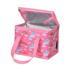 27 X TEAMOOK FOLDABLE LUNCH BAG INSULATED LUNCH BOX WATER-RESISTANT LEAK PROOF SOFT COOLER BAG 10 CANS PINK UNICORN - TOTAL RRP £184: LOCATION - A RACK