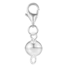 34 X 925 STERLING SILVER BALL MAGNETIC CLASP CONVERTERS LOCK WITH LOBSTER CLASP FOR NECKLACE BRACELET (BALL 6MM) - TOTAL RRP £255: LOCATION - A