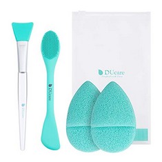 49 X DUCARE FACIAL MASK MIXING SET 4PCS WITH SILICONE FACE MASK BRUSH MANUAL FACIAL CLEANSING BRUSHES SPONGES FACE PAD PUFF DIY FACE MASK MIXING TOOL KIT GREEN - TOTAL RRP £318: LOCATION - A