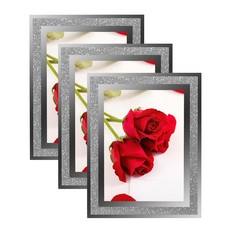 11 X LOK CASA 5X7 GLASS PICTURE PHOTO FRAMES,SPARKLY SILVER BORDER,3 PACK PORTRAIT OR LANDSCAPE DISPLAY FOR WEDDING PHOTOS,FAMILY PHOTOS OR HOME DECORATION - TOTAL RRP £128: LOCATION - B