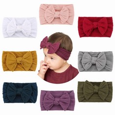 23 X MAKONE HEADBANDS FOR BABIES, STRETCHY SOFT WIDE BABY TURBAN HEADBANDS WITH BOW, FOR NEWBORN BABY, TODDLERS (6) - TOTAL RRP £287: LOCATION - B