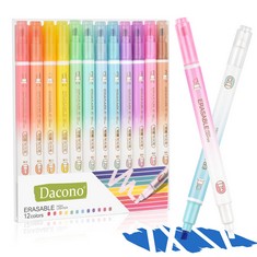 30 X DACONO ERASABLE HIGHLIGHTERS, 12 PC DOUBLE HEAD SMOOTH WRITING HIGHLIGHTERS, CHISEL TIP ASSORTED COLORS HIGHLIGHTERS MARKER PENS FOR JOURNAL BIBLE PLANNER NOTES SCHOOL OFFICE SUPPLIES - TOTAL RR