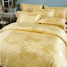 5 X BE YEU TAP JACQUARD DUVET COVER DOUBLE BEDDING SET DOUBLE COMFORTER COVER ELEGANT PAISLEY GOLD BEDDING SET DAMASK DUVET COVER 3 PIECE BEDDING SET SATIN DUVET COVER SET PILLOWCASES. - TOTAL RRP £1