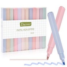 64 X DACONO AESTHETIC HIGHLIGHTERS, 12 PC HIGHLIGHTERS ASSORTED COLORS NO BLEED DRY FAST EASY TO HOLD, PASTEL HIGHLIGHTERS MARKER PENS FOR JOURNAL BIBLE PLANNER NOTES SCHOOL OFFICE SUPPLIES - TOTAL R