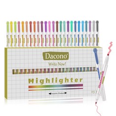 48 X DACONO DOUBLE ENDED HIGHLIGHTER, 25 PCS HIGHLIGHTERS ASSORTED COLORS DUAL TIPS PEN, NO BLEED DRY FAST, BROAD AND FINE TIPS HIGHLIGHTER FOR JOURNAL BIBLE PLANNER ADULTS KIDS STUDENTS OFFICE SCHOO