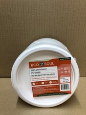 10 X ECO SOUL 100 PERCENT PLANT BASED COMPOSTABLE PLATES 1OO PCS 6 INCH ROUND RRP £116: LOCATION - A