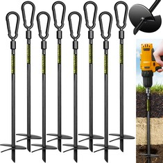 4X BLACK GROUND ANCHOR 18 INCH ANCHOR DRILL 8 PACK RRP £116: LOCATION - D