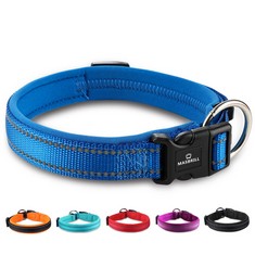 40 X MASBRILL REFLECTIVE DOG COLLARS FOR PUPPY SMALL DOGS, ADJUSTABLE NYLON PET COLLAR WITH SOFT NEOPRENE PADDING DURABLE BREATHABLE BASIC DOG COLLARS, DARK BLUE, XS - TOTAL RRP £266: LOCATION - D