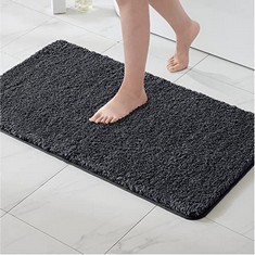 7 X MILLED BATH MAT NON SLIP ABSORBENT BATHROOM SOFT LUXURIOUS SHOWER SMALL MAT DOORMAT INSIDE RUGS KITCHEN RUGS CARPET MAT WASHABLE FOR BATHROOM BEDROOM KITCHEN ENTRANCE 50X80 CM DARK GREY - TOTAL R