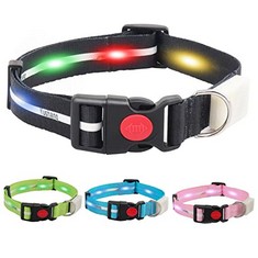 12 X YUSHANG LED DOG COLLAR FLASHING LED DOG COLLAR RECHARGEABLE WATERPROOF-ADJUSTABLE LIGHT UP DOG COLLAR FOR LARGE SMALL MEDIUM DOGS (BLACK+GREEN) - TOTAL RRP £138: LOCATION - F