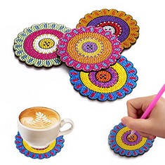 16 X MINGSH 4 PCS DIAMOND PAINTINGS COASTERS, DIY COASTERS SMALL DIAMOND PAINTING KITS FOR BEGINNERS, ADULTS & KIDS DIAMOND ART CRAFT SUPPLIES CHRISTMAS HOME DECOR(WITHOUT IRON HOLDER) - TOTAL RRP £1