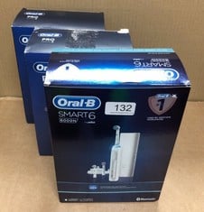 QTY OF ITEMS TO INCLUDE ORAL-B SMART 6 ELECTRIC TOOTHBRUSHES FOR ADULTS, GIFTS FOR WOMEN / MEN, APP CONNECTED HANDLE, 3 TOOTHBRUSH HEADS & TRAVEL CASE, 5 MODES, TEETH WHITENING, 2 PIN UK PLUG, 6000N: