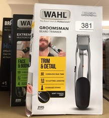 QTY OF ITEMS TO INCLUDE WAHL GROOMSMAN RECHARGEABLE BEARD TRIMMER, BEARD TRIMMERS MEN, STUBBLE TRIMMER, MALE GROOMING SET, CORDLESS BEARD TRIMMER, BEARD CARE KIT, SILVER: LOCATION - D RACK