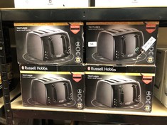 4 X RUSSELL HOBBS TEXTURES 4 SLICE TOASTER (EXTRA WIDE SLOTS, 6 BROWNING LEVELS, FROZEN, CANCEL & REHEAT FUNCTION WITH INDICATOR LIGHTS, REMOVABLE CRUMB TRAY, 850W, BLACK MATT & HIGH GLOSS FINISH) 21