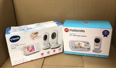 MOTOROLA NURSERY EASE 34 - BABY MONITOR WITH CAMERA - 4.3 INCH VIDEO BABY MONITOR DISPLAY - NIGHT VISION, BIDIRECTIONAL COMMUNICATION, LULLABIES, ZOOM, ROOM TEMPERATURE MONITORING - WHITE + VTECH 2 C