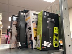 QTY OF ITEMS TO INCLUDE BRAUN SERIES 3 STYLE & SHAVE ELECTRIC SHAVER, FOR MEN WITH PRECISION BEARD TRIMMER AND 5 COMBS, GIFTS FOR MEN, UK 2 PIN PLUG, 300BT, BLACK RAZOR: LOCATION - G RACK