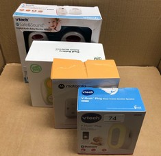 QTY OF ITEMS TO INCLUDE VTECH BC8113 BABY SLEEP SOOTHER,NOISE MACHINE WITH 40 STORIES/SONGS/SOUNDS,RECORD YOUR OWN VOICE.BLUETOOTH SPEAKER.BABY SLEEP AID WITH MULTICOLOR NIGHT LIGHT,NO BATTERIES NO C