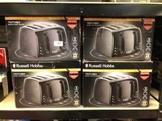 4 X RUSSELL HOBBS TEXTURES 4 SLICE TOASTER (EXTRA WIDE SLOTS, 6 BROWNING LEVELS, FROZEN, CANCEL & REHEAT FUNCTION WITH INDICATOR LIGHTS, REMOVABLE CRUMB TRAY, 850W, BLACK MATT & HIGH GLOSS FINISH) 21