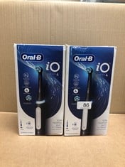 2 X ORAL-B IQ SERIES 4 ELECTRIC TOOTHBRUSHES FOR ADULTS, GIFTS FOR WOMEN / MEN, 1 TOOTHBRUSH HEAD, 4 MODES WITH TEETH WHITENING, UK 2 PIN PLUG, BLACK: LOCATION - A