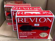 QTY OF ITEMS TO INCLUDE REVLON ONE-STEP HAIR DRYER AND VOLUMIZER FOR MID TO LONG HAIR (ONE-STEP, 2-IN-1 STYLING TOOL, IONIC AND CERAMIC TECHNOLOGY, UNIQUE OVAL DESIGN) RVDR5222: LOCATION - A