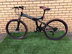JASIQ FOLDING DUAL SUSPENSION MOUNTAIN BIKE 18"FOLDING FRAME 26"WHEELS 18 SPEED TRIGGER GEARS FRONT AND REAR MECHANICAL DISC BRAKES : LOCATION - FRONT FLOOR(COLLECTION OR OPTIONAL DELIVERY AVAILABLE)