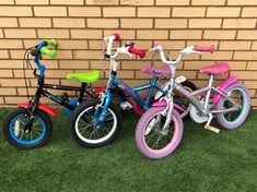 QTY OF KIDS BIKE TO INCLUDE APOLLO POMPOM KIDS BIKE 12.5" WHEELS SINGLE SPEED : LOCATION - FLOOR (COLLECTION OR OPTIONAL DELIVERY AVAILABLE)