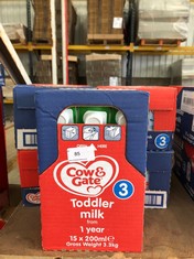 6 X COW AND GATE TODDLER MILK FROM 1 YEAR 15 X 200ML BBE 150524 - COLLECTION ONLY - LOCATION A RACK