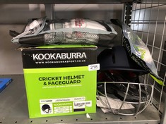 QTY OF CRICKET ITEMS TO INCLUDE KOOKABURRA UNISEX'S PRO 600 HELMET, NAVY, LARGE/X-LARGE: LOCATION - BACK RACK