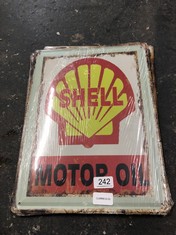 QTY OF METAL POSTERS TO INCLUDE SHELL MOTOR OIL METAL POSTER:: LOCATION - BACK RACK