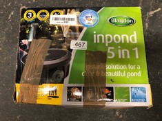 BLAGDON INPOND 5-IN-1 2000 EASY CARE CLEAN POND SOLUTION, 10W POND PUMP & FILTER WITH UV CLARIFIER FOR ALGAE CONTROL AND CLEAR WATER, LED LIGHT, 3 FOUNTAIN HEADS, FOR PONDS UP TO 2,000L, BLACK.: LOCA