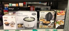 QTY OF ITEMS TO INCLUDE SALTER EK2716 DUAL OMELETTE MAKER – DOUBLE EGG COOKER WITH NON-STICK PLATES, DEEP FILL ELECTRIC MULTICOOKER, 2-3 MINUTE PREHEAT, IDEAL FOR BREAKFASTS, MAINS & DESSERTS, NO FLI