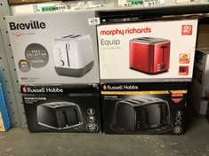 QTY OF ITEMS TO INCLUDE MORPHY RICHARDS EQUIP RED 2 SLICE TOASTER - DEFROST AND REHEAT SETTINGS - 2 SLOT - STAINLESS STEEL - 222066: LOCATION - C RACK