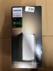 PHILIPS HUE TURACO WHITE LED SMART OUTDOOR WALL LIGHT, WORKS WITH ALEXA, GOOGLE ASSISTANT AND APPLE HOMEKIT.: LOCATION - D RACK