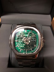 MENS VONLANTHEN AUTOMATIC WATCH SKELETON DIAL STAINLESS STEEL STRAP GLASS EXHIBITION BACK NEW IN BOX:: LOCATION - D RACK