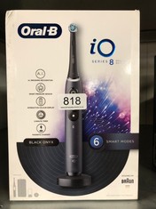 ORAL-B IO8 ELECTRIC TOOTHBRUSHES FOR ADULTS, GIFTS FOR WOMEN / MEN, APP CONNECTED HANDLE, 1 ULTIMATE CLEAN TOOTHBRUSH HEAD & MAGNETIC POUCH, 6 MODES, TEETH WHITENING, 2 PIN UK PLUG.: LOCATION - BACK