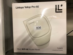 LINKSYS VELOP PRO WIFI 6E MESH SYSTEM MX6201-KE - COGNITIVE MESH ROUTER WITH 6 GHZ BAND ACCESS & 5.4 GBPS TRUE GIGABIT SPEED - WHOLE-HOME COVERAGE UP TO 3,000 SQ. FT. & 200 DEVICES - 1 PACK.: LOCATIO