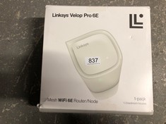 LINKSYS VELOP PRO WIFI 6E MESH SYSTEM MX6201-KE - COGNITIVE MESH ROUTER WITH 6 GHZ BAND ACCESS & 5.4 GBPS TRUE GIGABIT SPEED - WHOLE-HOME COVERAGE UP TO 3,000 SQ. FT. & 200 DEVICES - 1 PACK.: LOCATIO