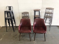 QUANTITY OF ASSORTED CHAIRS AND STOOLS TO INCLUDE METAL BAR STOOLS