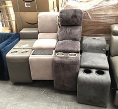 4 X ASSORTED SOFA CONSOLE UNITS TO INCLUDE DARK GREY SOFT VELVET STORAGE CONSOLE UNIT PART (PARTS ONLY) (COLLECTION OR OPTIONAL DELIVERY)