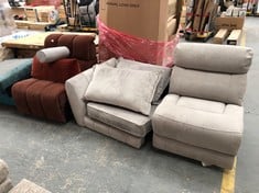 3 X ASSORTED SOFA PARTS TO INCLUDE LIGHT GREY LEATHER CORNER SOFA PART (PARTS ONLY) (COLLECTION OR OPTIONAL DELIVERY) (KERBSIDE PALLET DELIVERY)